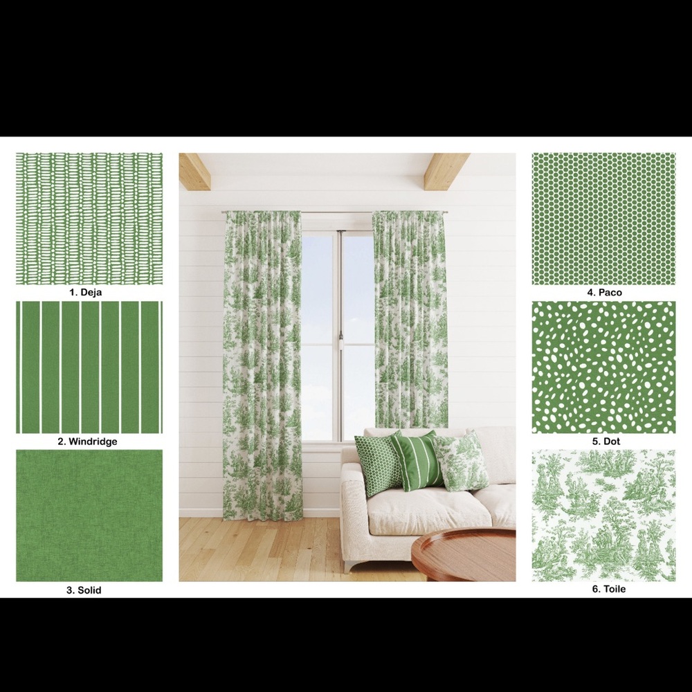 Green Toile Window Curtains - originally from Etsy VGUC